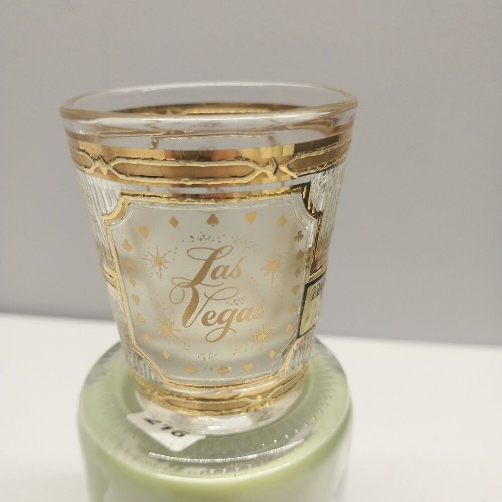Vintage Culver Las Vegas Shot Glass 22k Gold Foil USA Textured Barware Souvenir